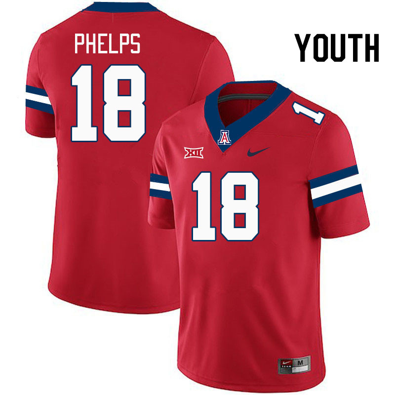 Youth #18 Brandon Phelps Arizona Wildcats Big 12 Conference College Football Jerseys Stitched-Red